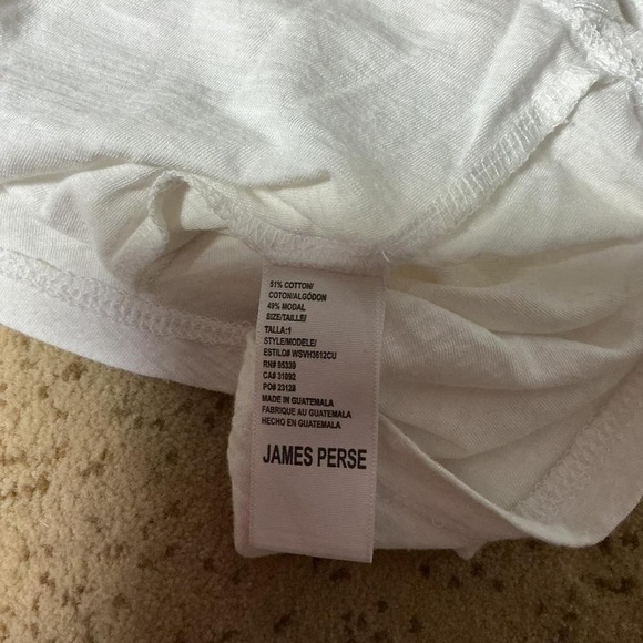 James Perse White Cotton Modal Slub Muscle Tank Top WSVH3612CU Size 1 - Picture 5 of 6